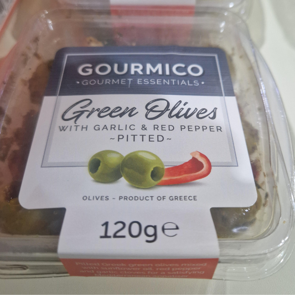 Gourmica Green Olives with Garlic & Red Pepper